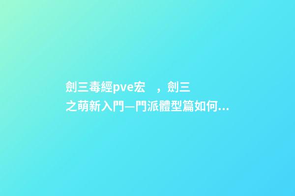 劍三毒經pve宏，劍三之萌新入門—門派體型篇如何選擇適合自己“體型”的門派